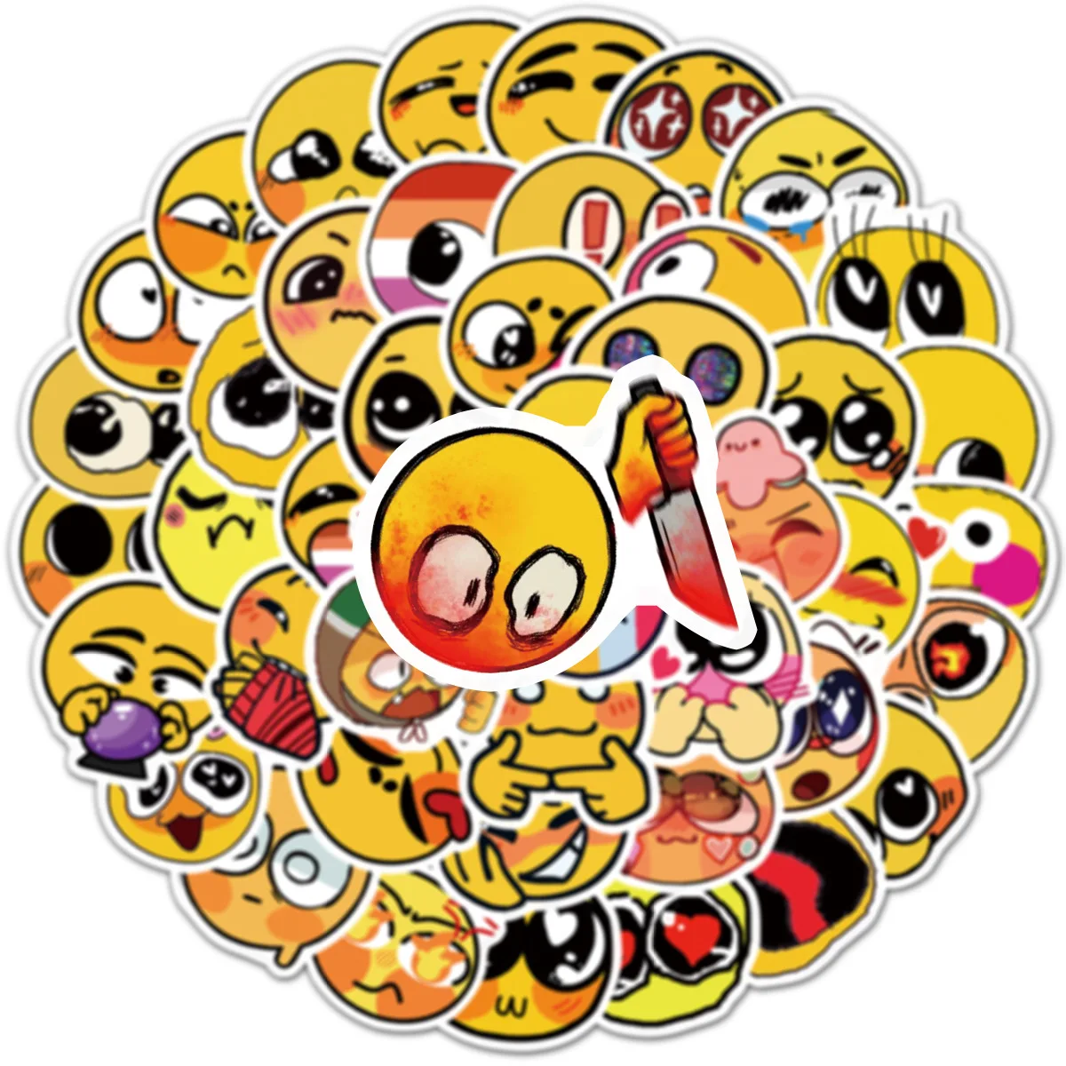 10/30/50/100 Cute Smiling Faces Cartoon Graffiti Sticker Kawaii Creative Funny Stickers Laptop  Diy Car Pvc Decal Decor Stickers