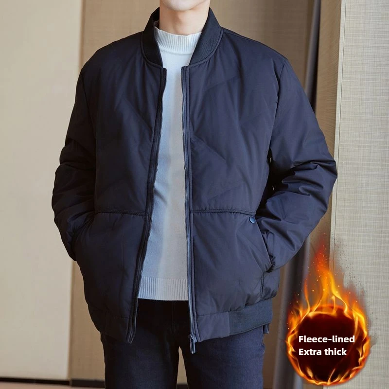 

Men's Warm Parker Coat Business Casual Outdoor Sports Anti Cold Cotton Jacket Baseball Collar Thickened Solid Color Jackets