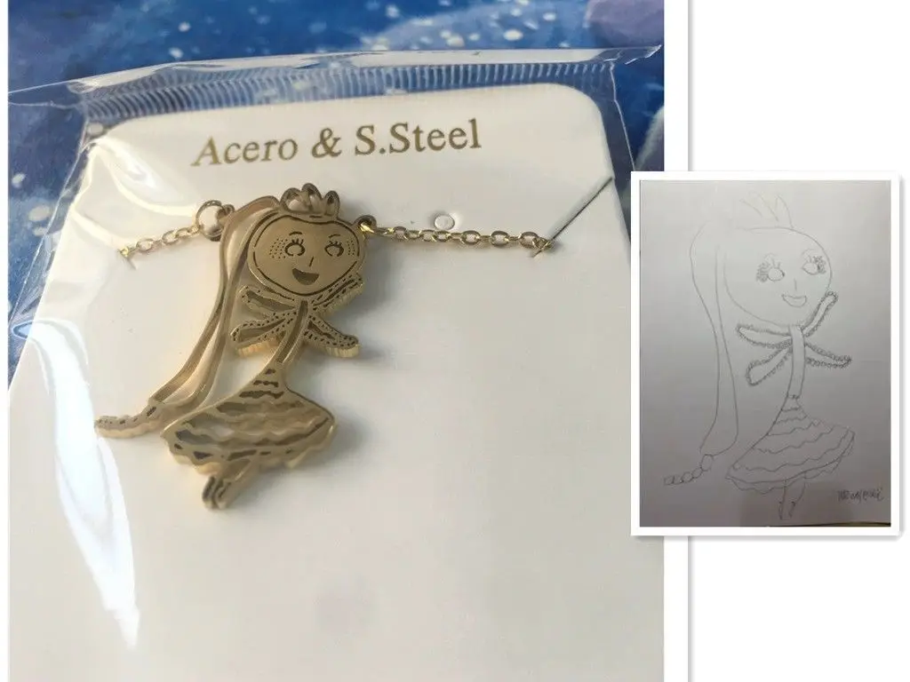 DOREMI Photo Picture Engraved Pendant Necklace Keychain Children's Graffiti Painting Necklaced DIY Jewelry Stainless Steel Chain