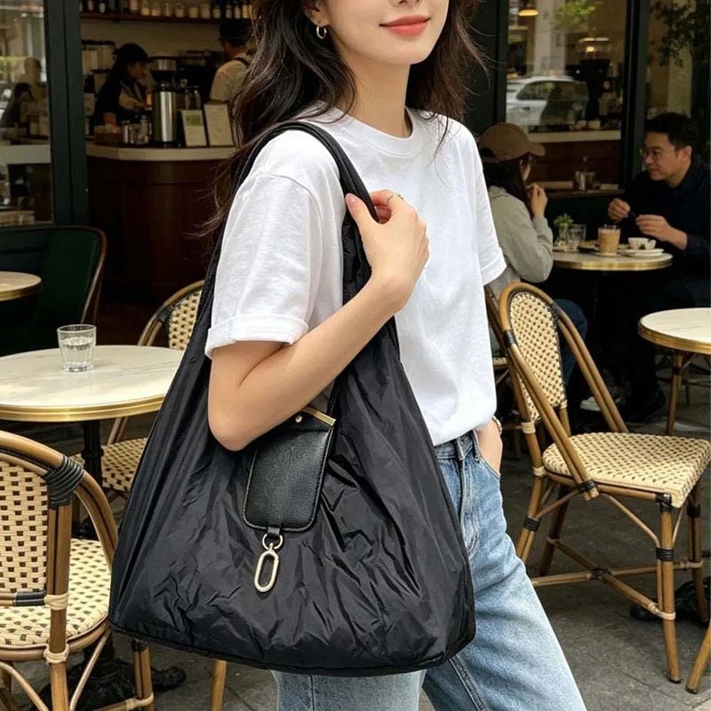 Solid Color Key Chain Tote Bag Mini Space-Saving Foldable Shopping Bag High-Capacity Quick-Folding 2-in-1 Bag Charm Pouch