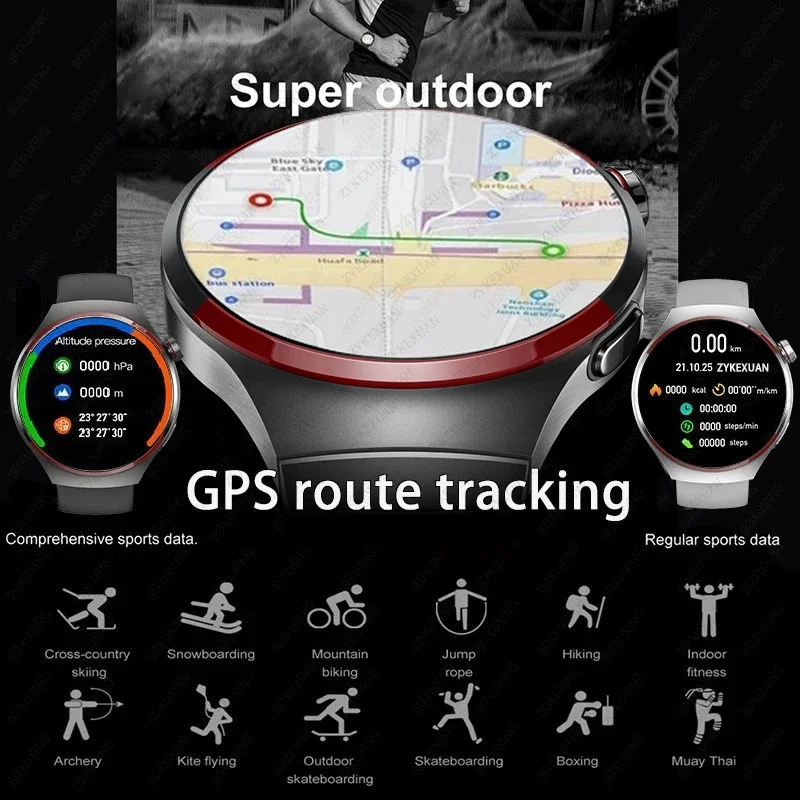 2025 Nuovo Orologio 4 Pro Uomo Donna GPS Smart Watch Chiamata Bluetooth Frequenza cardiaca 100+ Sport Frequenza cardiaca SmartWatch impermeabile per Huawei