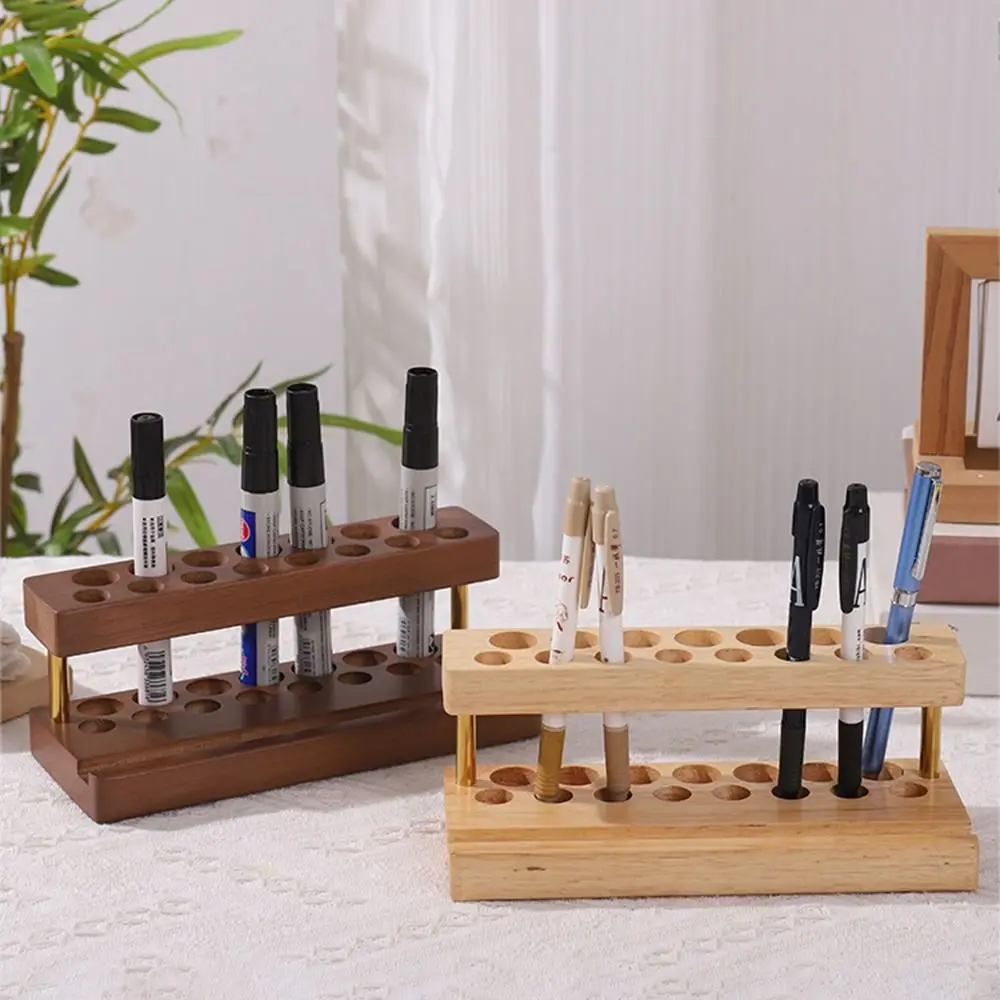 

9/15 Slots Walnut Pens Holder Multifunction Creative Makeup Brush Holder Pen Tray Versatile Use Toothbrush Holder