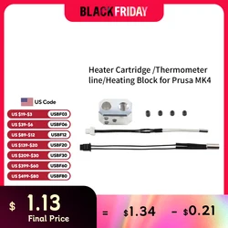 For Prusa MK4 Heating Block Kit Thermometer Line Thermistor 24V 40W Cartridge Heater Nozzle for Prusa MK4 3D Printer Extruder