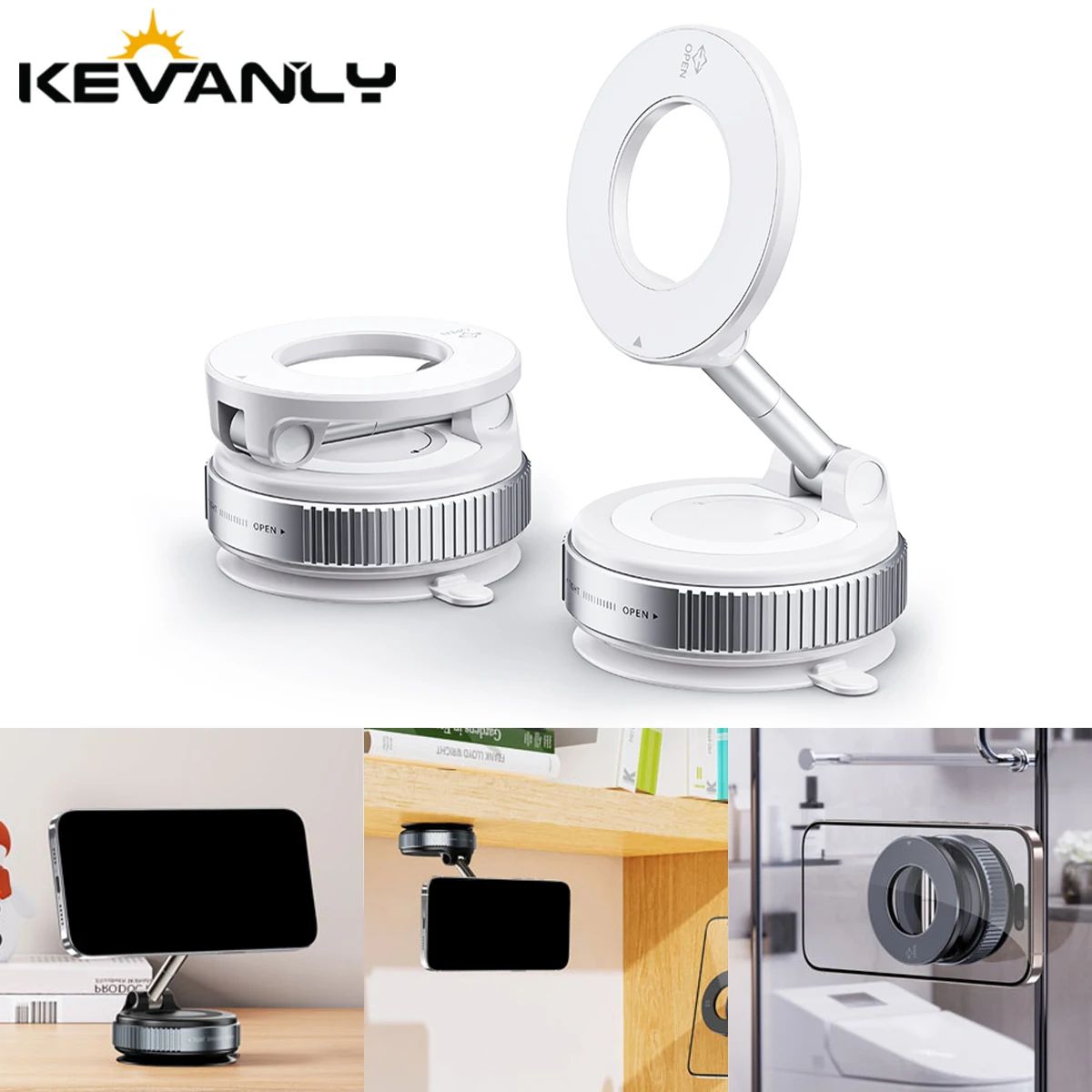 Motorcycle Dashboards Vacuum Magnetic Phone Holder Stand Suction Cup Phone Mount Adjustable Swivel Lock For Car/Gym/Mirror