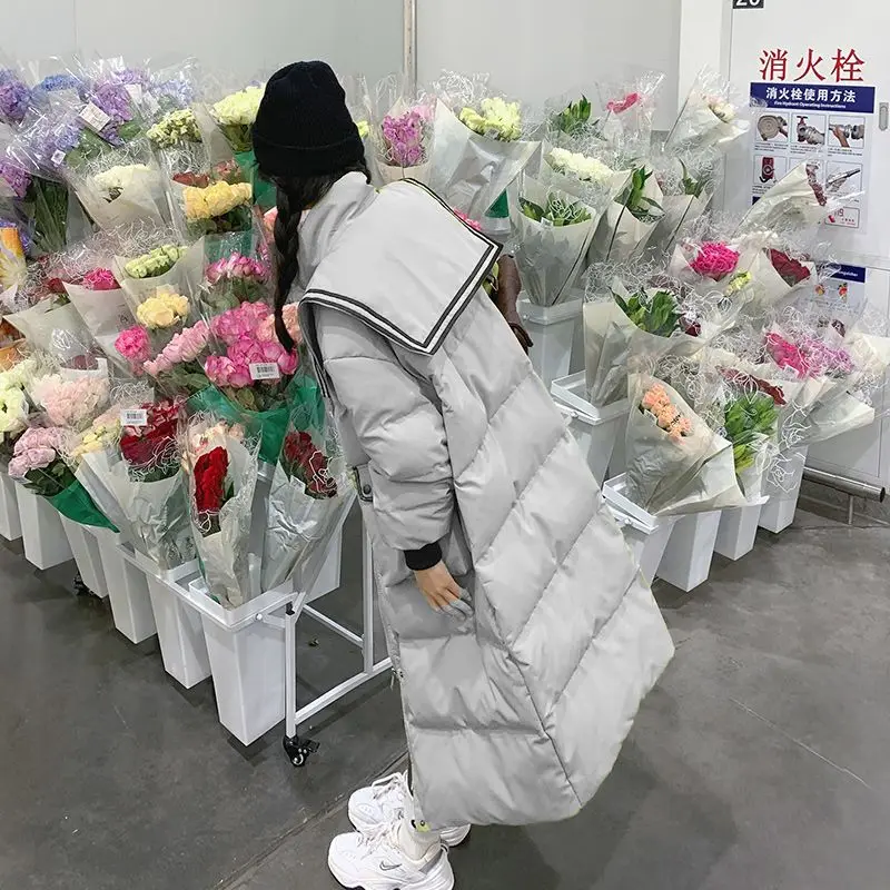 Green Fashionable Comfortable Medium Long Down Jacket Women's Winter 2025 New College Style White Duck Down High Street Coat