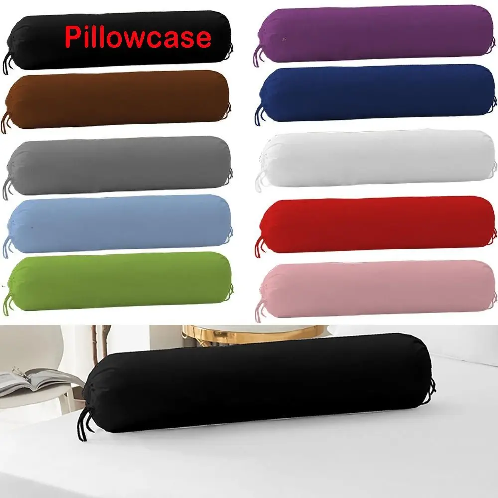 Pillow Sleeves Solid Color Long Cylindrical Pillowcase Removable Durable Headrest Pillow Cover Washable Household Pillow Case