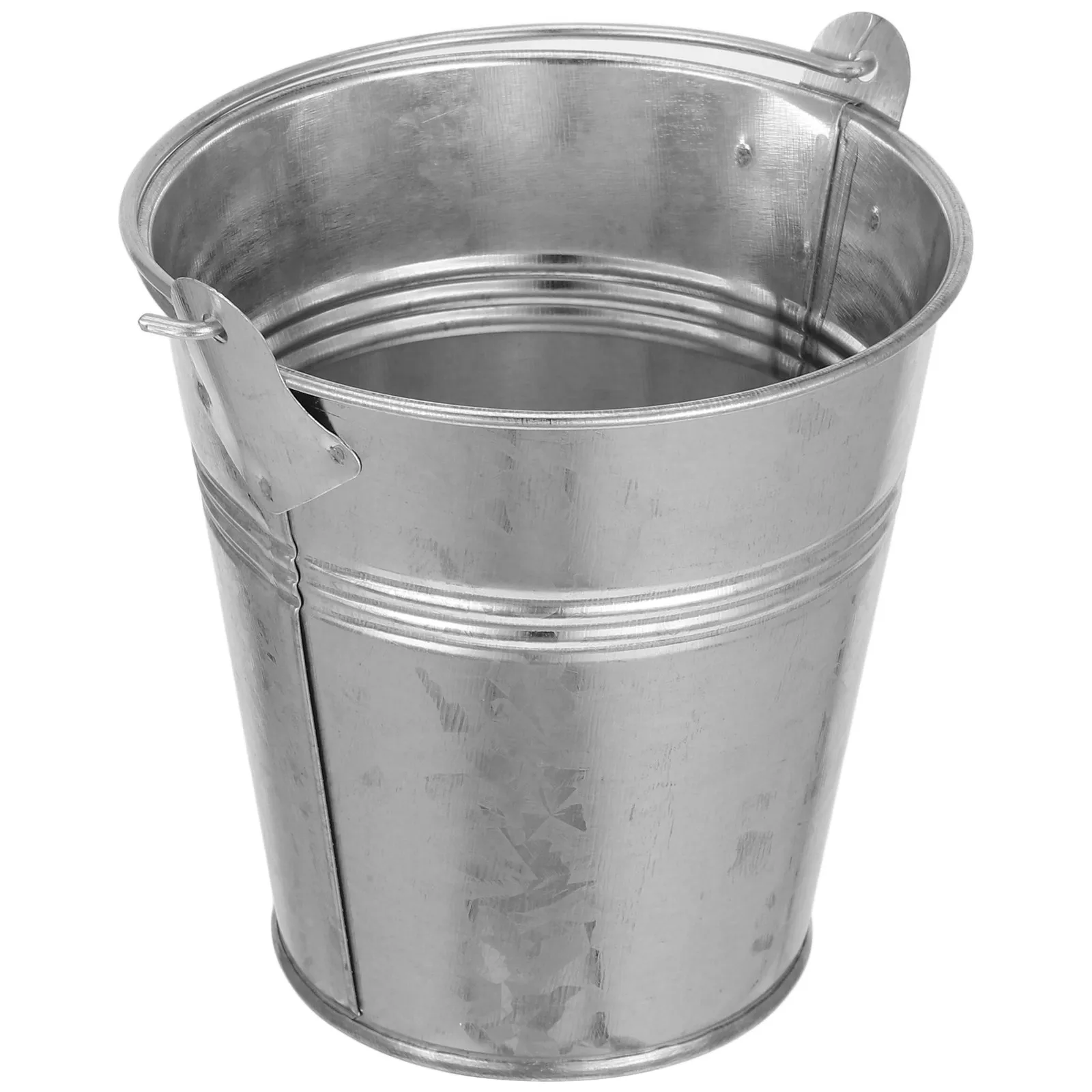 Small Metal Bucket Mini Iron Bucket Sturdy Base Multi Functional Plant Flower Pot Wood Beverage Storage Modern Design