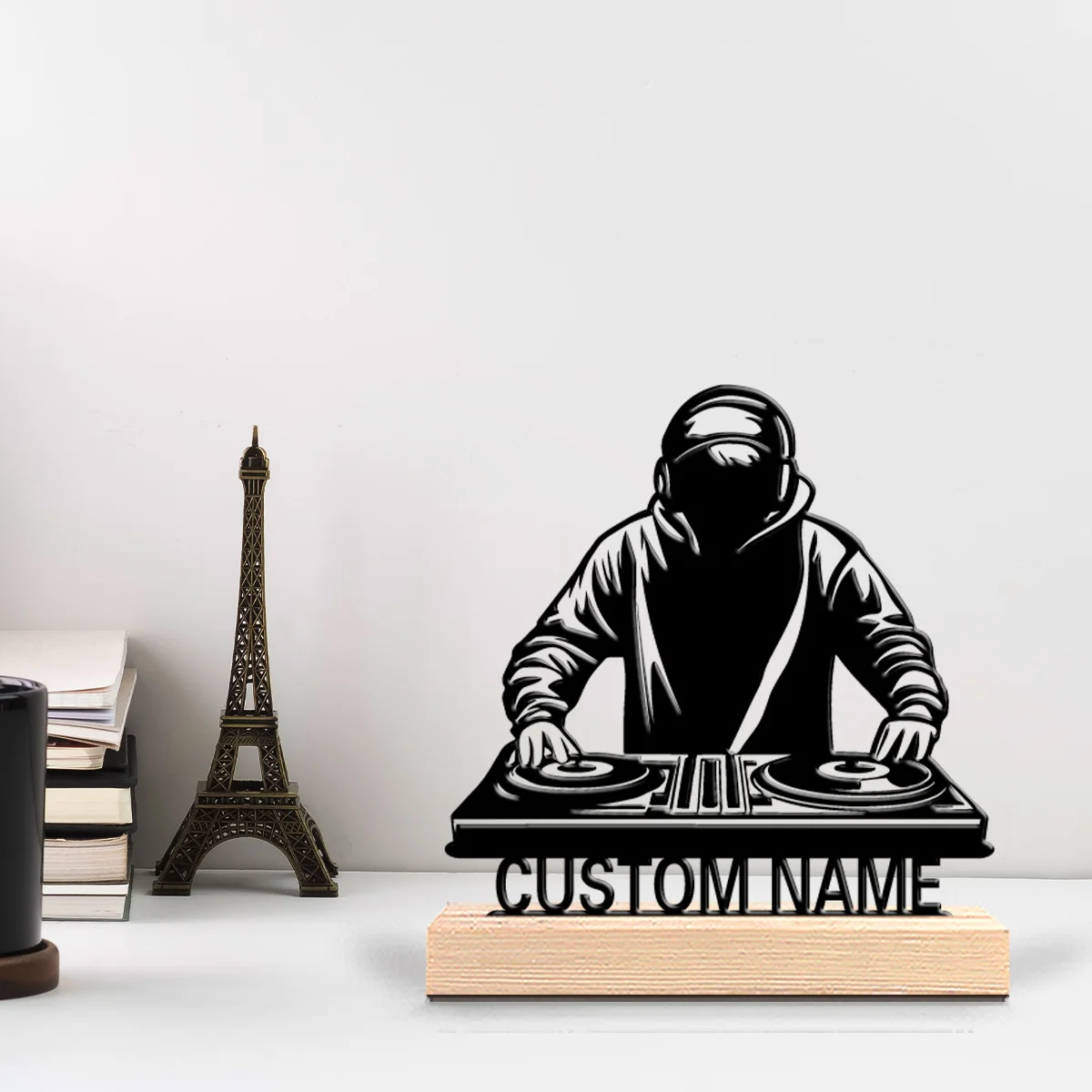 1pc Fashion Personalized Custom DJ Music Albums Metal Statues Metal Art With Wooden Base Perfect For Musicians, Valentine Is, Ro
