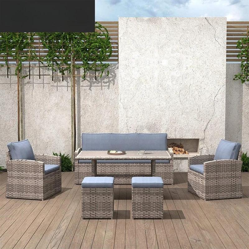 

Outdoor sofa combination courtyard imitation rattan sofa balcony rattan art table and chair terrace leisure rattan chair corner