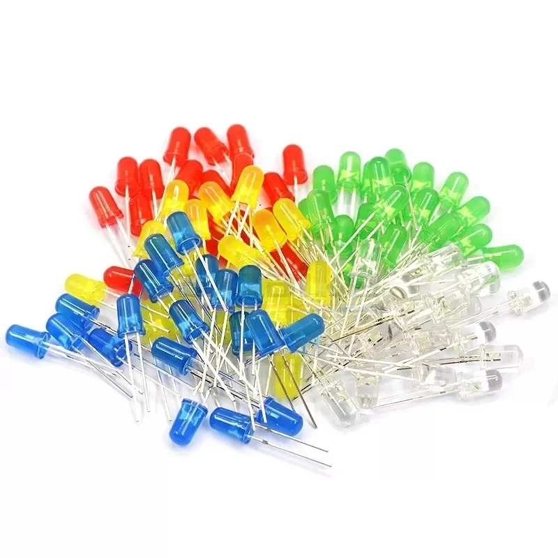 500PCS 5MM LED Light Emitting Diode White Red Yellow Blue Green F5 LED Diode Assortment Kit LED Lamp For Arduino Electronics DIY