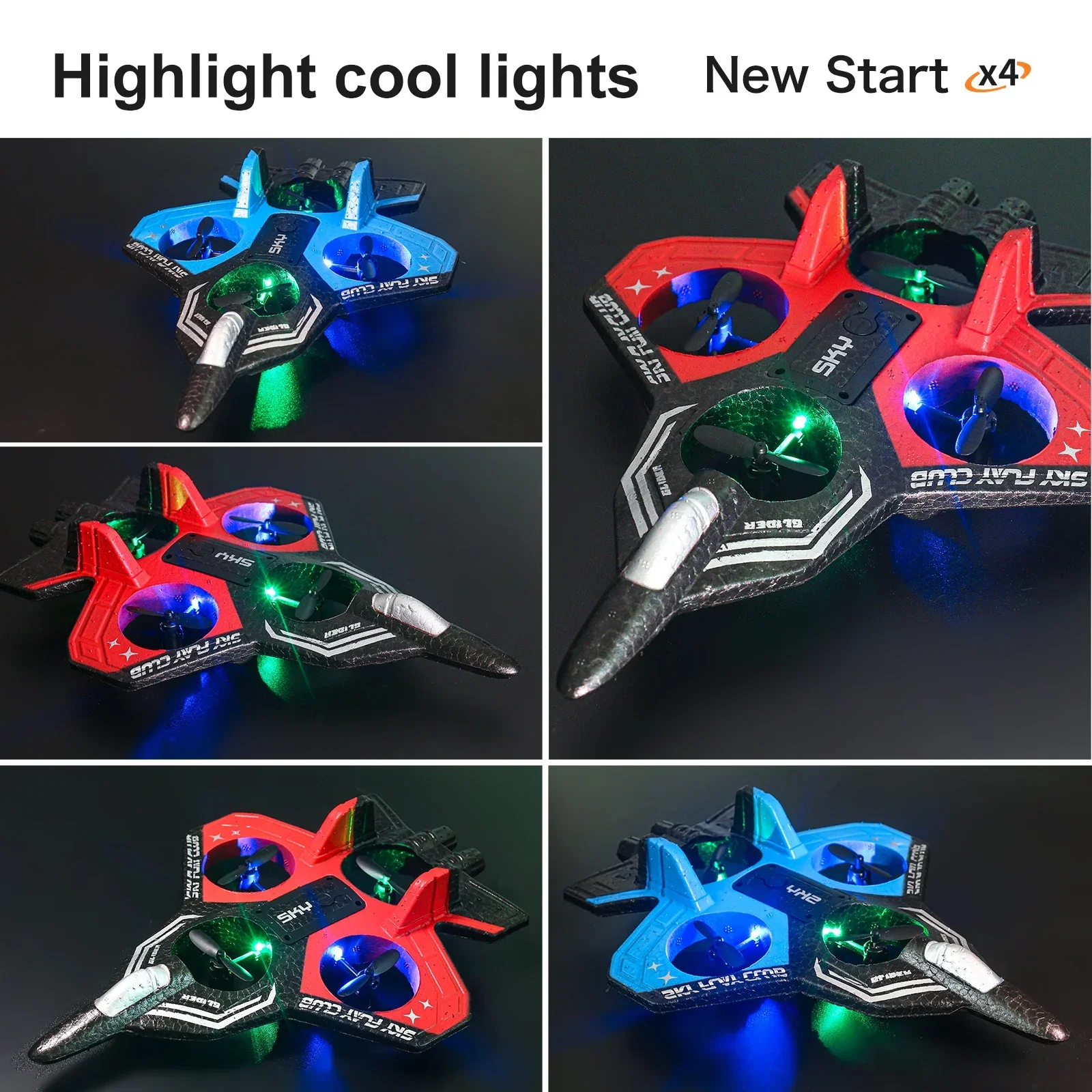 S83 2.4G 4CH RC EPP طائرة مقاتلة رغوية - 360 درجة تراجع حيلة، إقلاع بمفتاح واحد، أضواء LED - أفضل هدية لعبة للأطفال