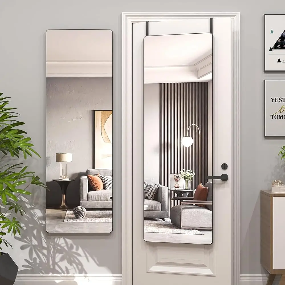 

Wall Mounted Full Length Mirror, 47"" X 14"" Over The Door, Hanging Full Body Vanity Mirror
