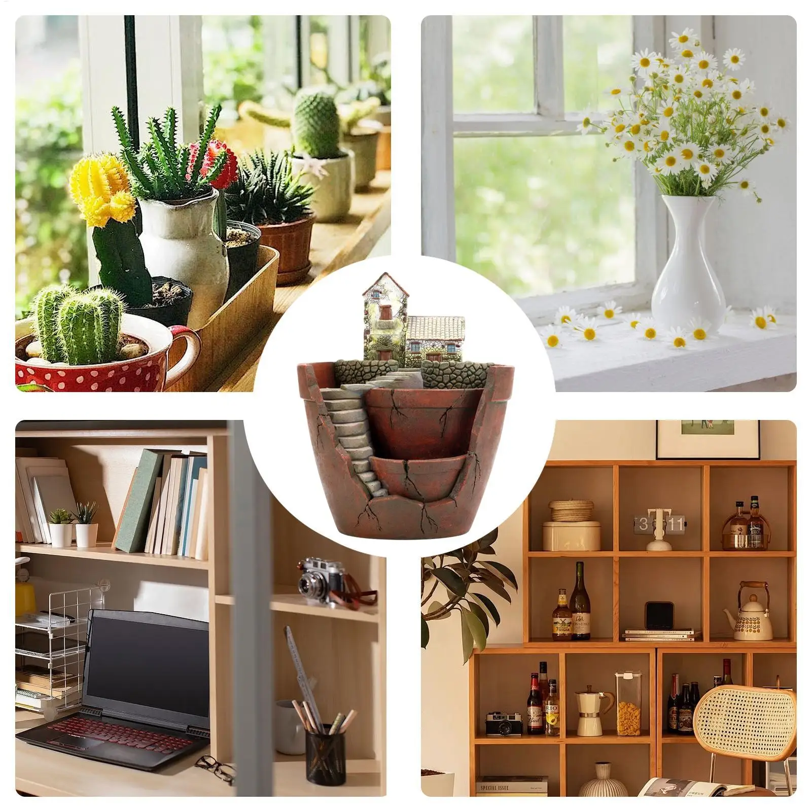 

Indoor Plant Pots Decorative Resin Flower Container Pot For Indoor Plants For Outdoor Garden Terrace Balcony Backyard Kitchen