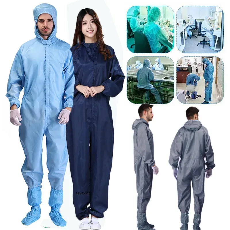 Ropa de trabajo antiestática con capucha para hombre y mujer, bata de aislamiento, a prueba de polvo, Unisex