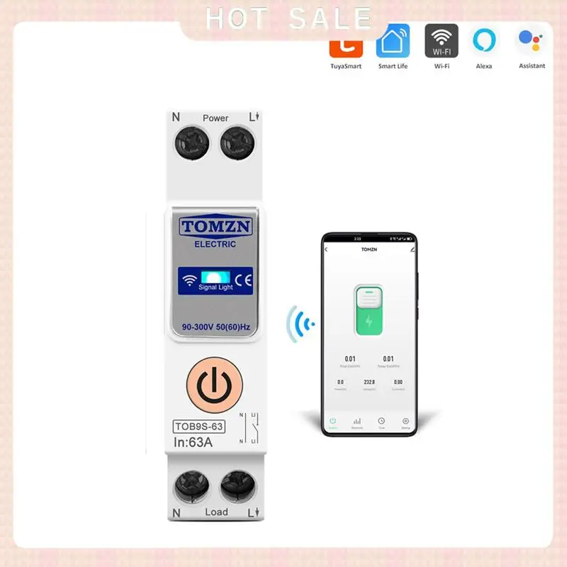 

24-часовая доставка TOMZN TOB9S-63 без измерения TUYA Smartlife 1P + N WIFI умный переключатель счетчик энергии автоматический выключатель таймер реле MCB
