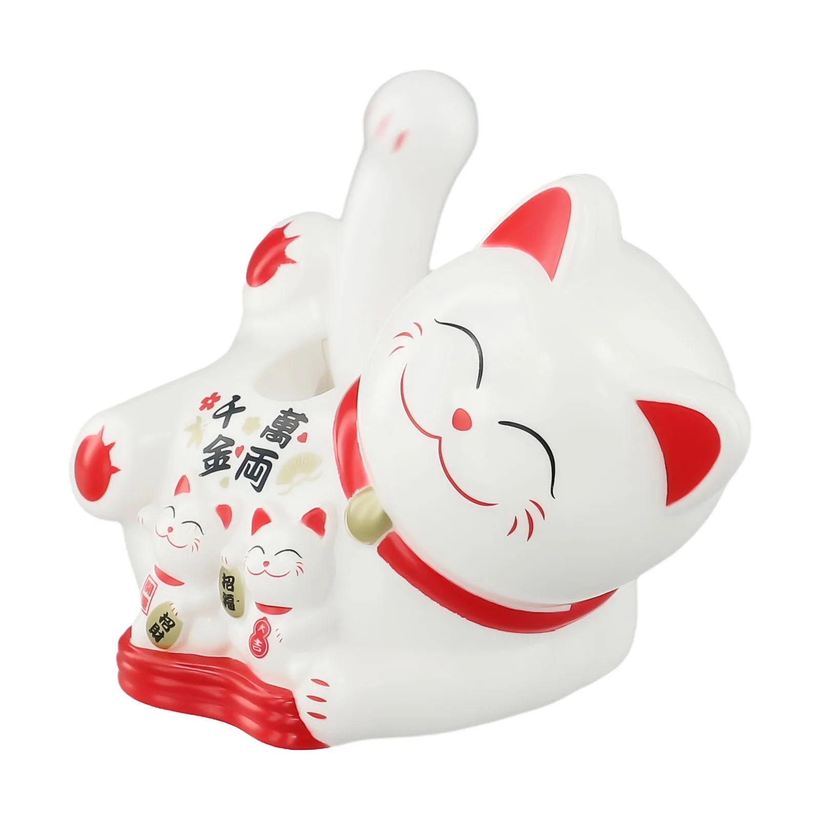 Cashier Decoration Automatic Waving Cat Luxurious Red Plastic Base No Batteries Needed Sufficient Light Required For Homes