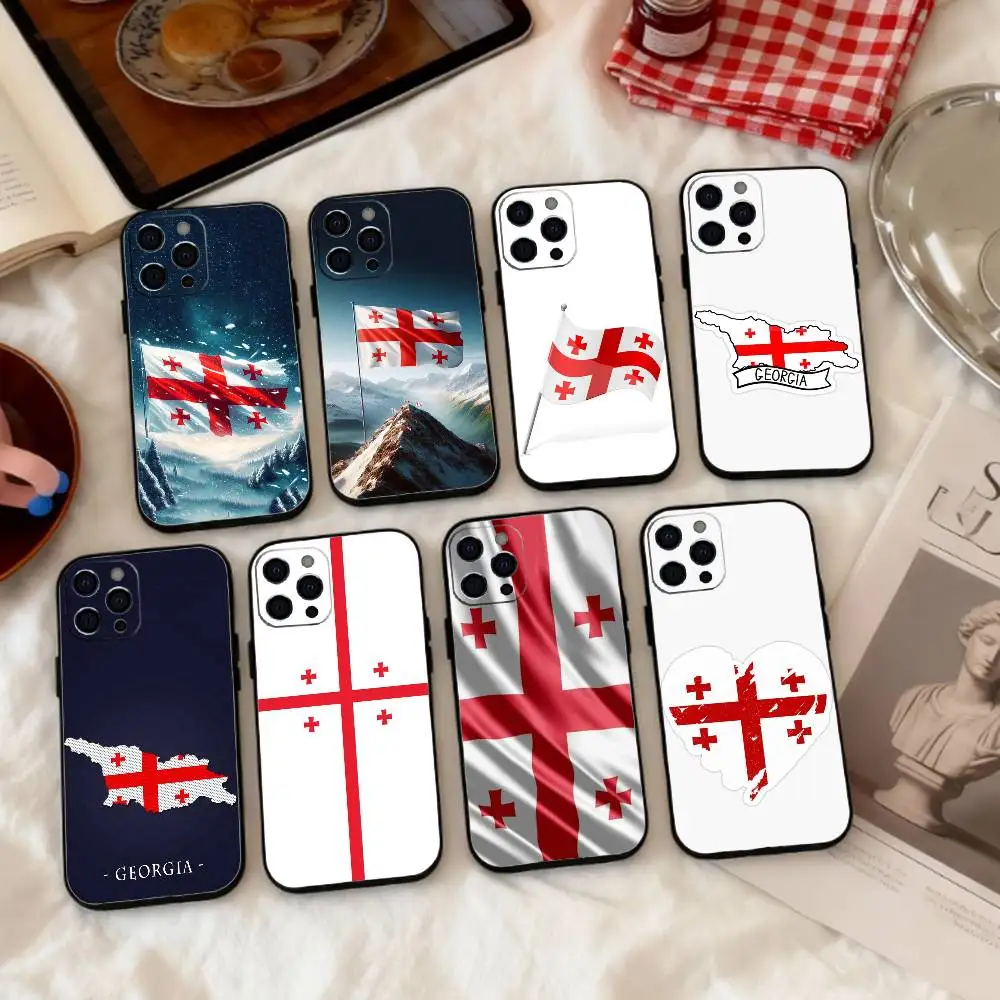 

Georgia M-Map Flag Phone Case Silicone Soft For IPhone 17 16 15 14 13 12 11 X XR Plus Pro Max Plus