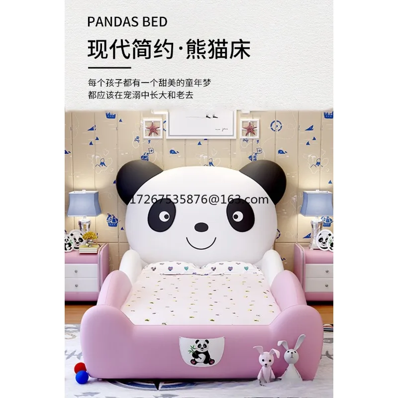 Cartoon eenpersoonsbed 1,35M dubbel leren bed met zachte tas