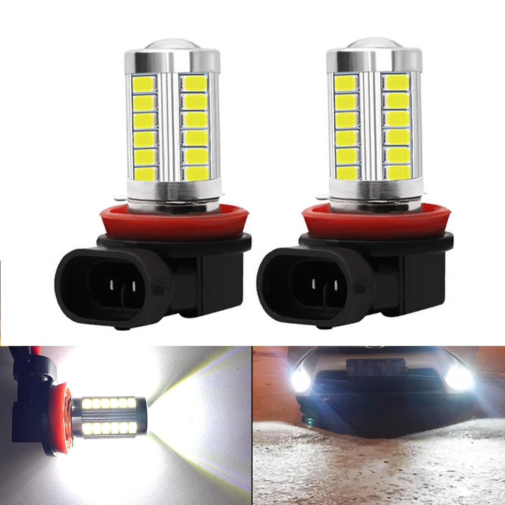 2pcs H11 LED HB4 9006 HB3 9005 Car LED H10 H8 H16 fog Light Bulb H9 5630SMD 600LM 12V Auto Driving Running Lamp White 6000K