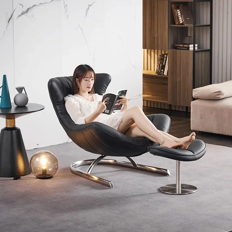 

Итальянский кожаный светильник, роскошная гостиная, балкон, отдых, одноместное кресло, диван для отдыха, европейское бесплатное кресло-качалка