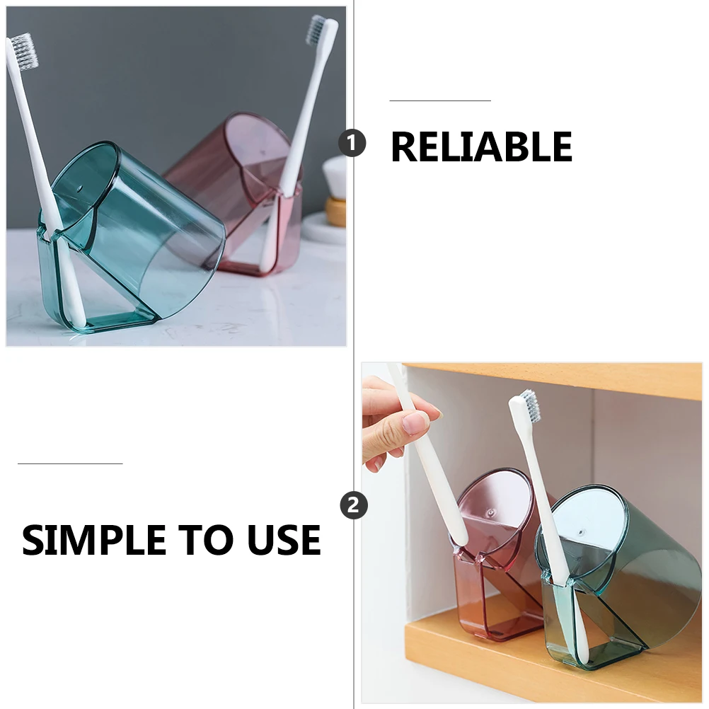 

3pcs Wash Cups With Toothbrush Holes Waterproof Drain Design Round Mouth Bathroom Organizer Household Toothbrush Storage Cups