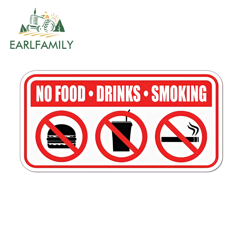 

Наклейки EARLFAMILY «Не курить, не пить, не есть», водонепроницаемые наклейки для скейтборда, практичные водонепроницаемые наклейки JDM для всех типов транспортных средств