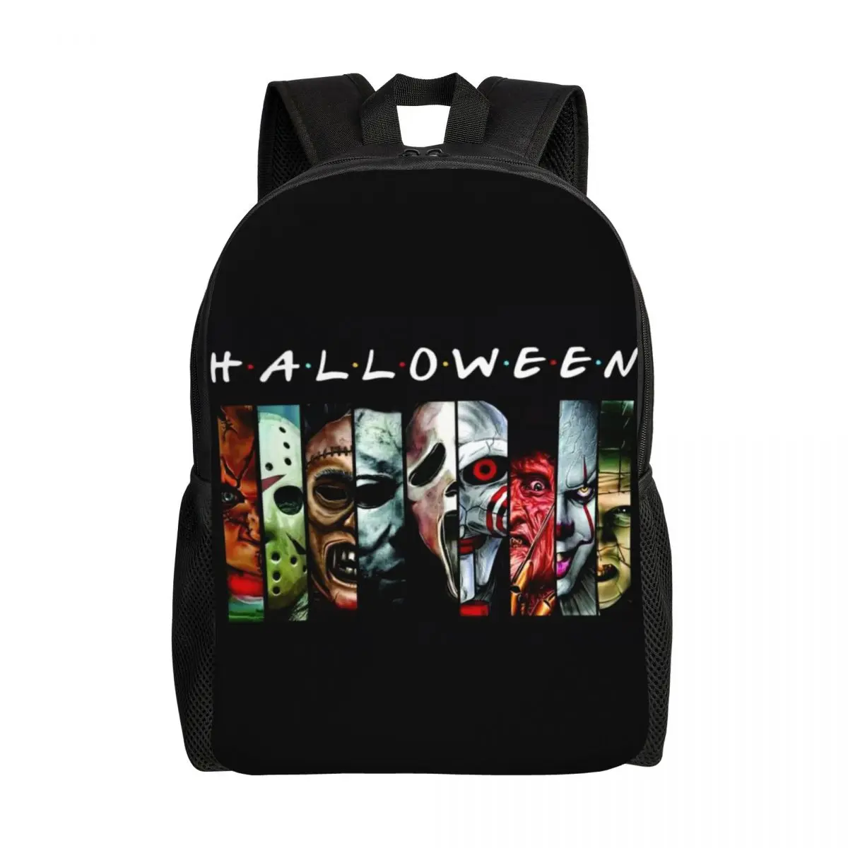 Halloween Horrorfilm Charakter Rucksäcke für Jungen Mädchen College School Reisetaschen Männer Frauen Bücher tasche passt 15 Zoll Laptop