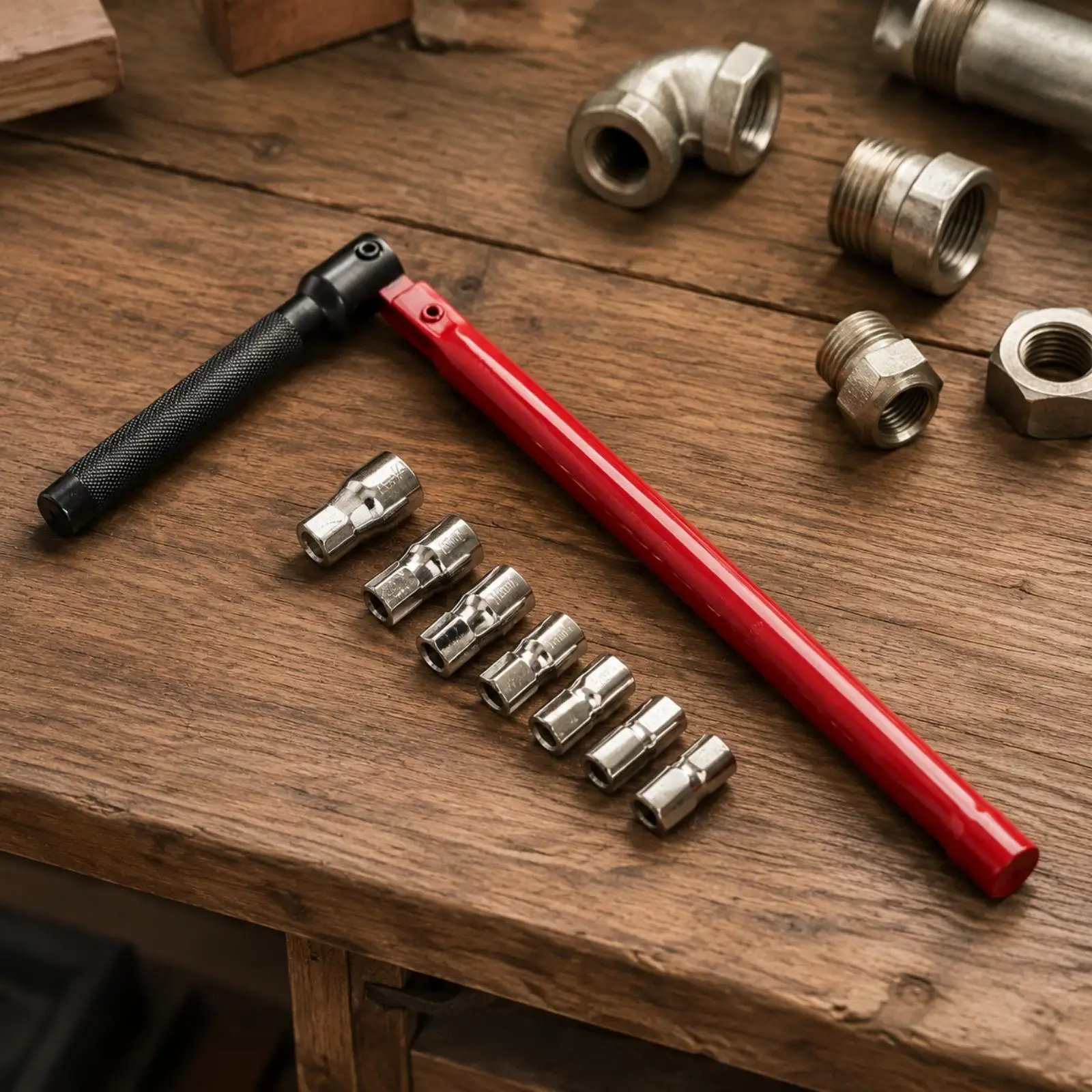 7 Pieces Basin Wrench with Interchangeable Sockets High-Strength Washroom Faucet Wrench Various Sizes Tap Installation Tool for