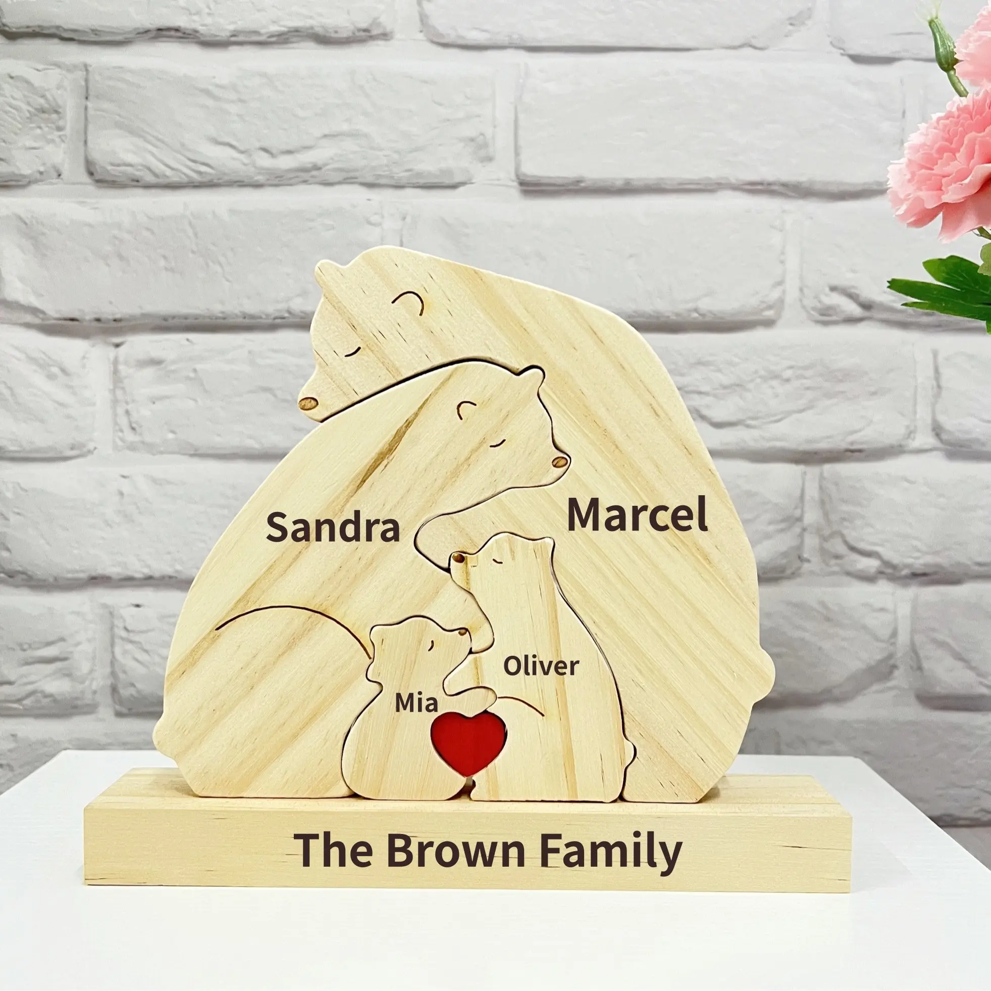 

Custom Wooden Bear Name Puzzle,All Family Member Together-Custom Family Gift-Adorable Bear Figurines,Custom Family Name Gift