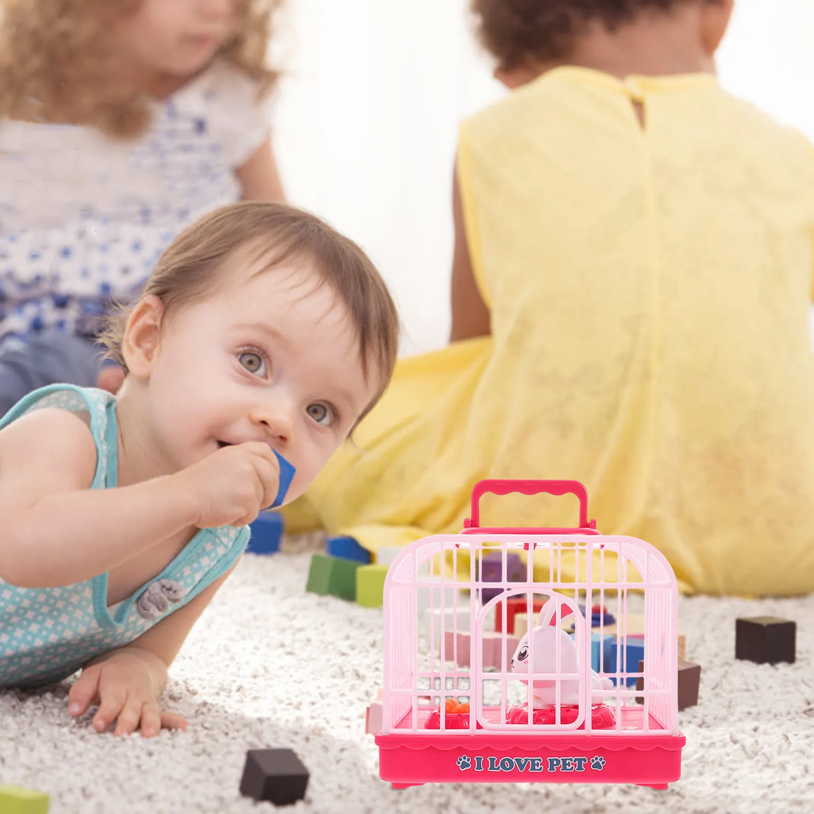 

Interactive Rabbit Cage Plaything Sound Activated Singing Rabbit Electric Pet Simulation for Kids Fun Home Decor