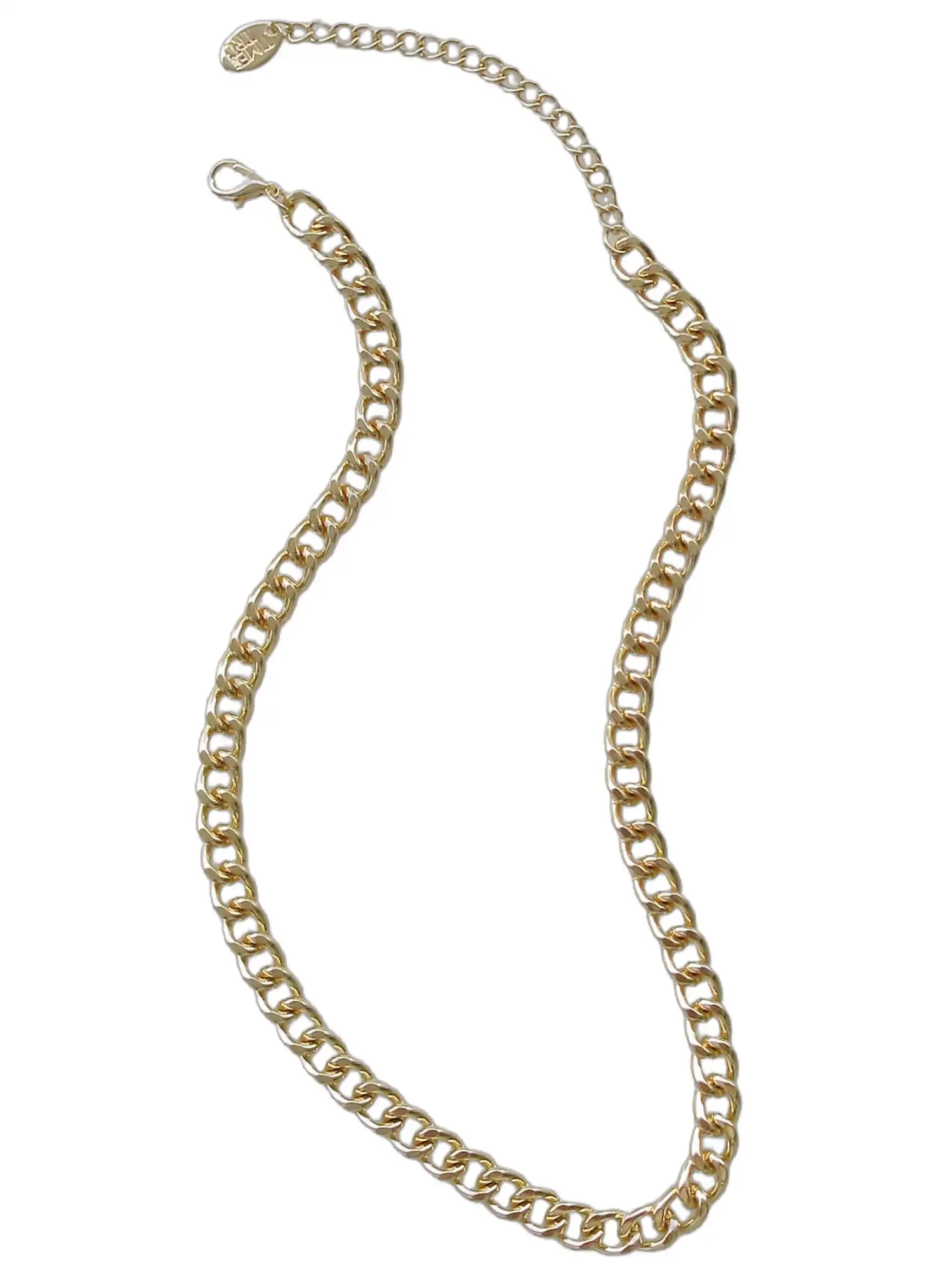 Women's Gold Tone Chunky Curb Chain Necklace 17