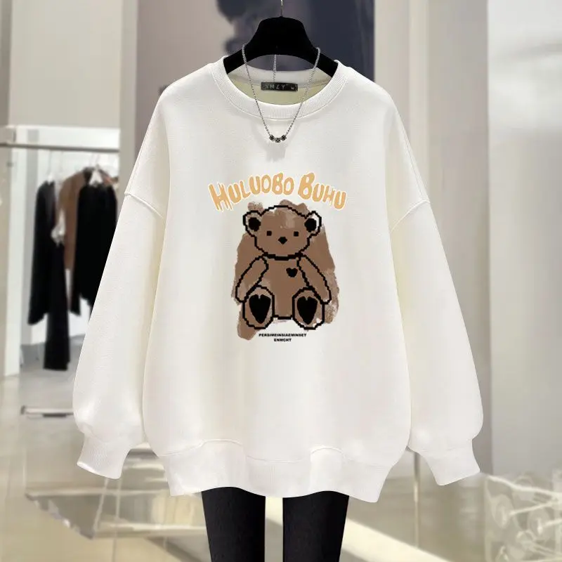 Autumn Y2K Cozy Long Sleeve Sweatshirts Women Clothing Fashion Cartoon Printed O-neck Hoodies Loose Casual Top Pullovers