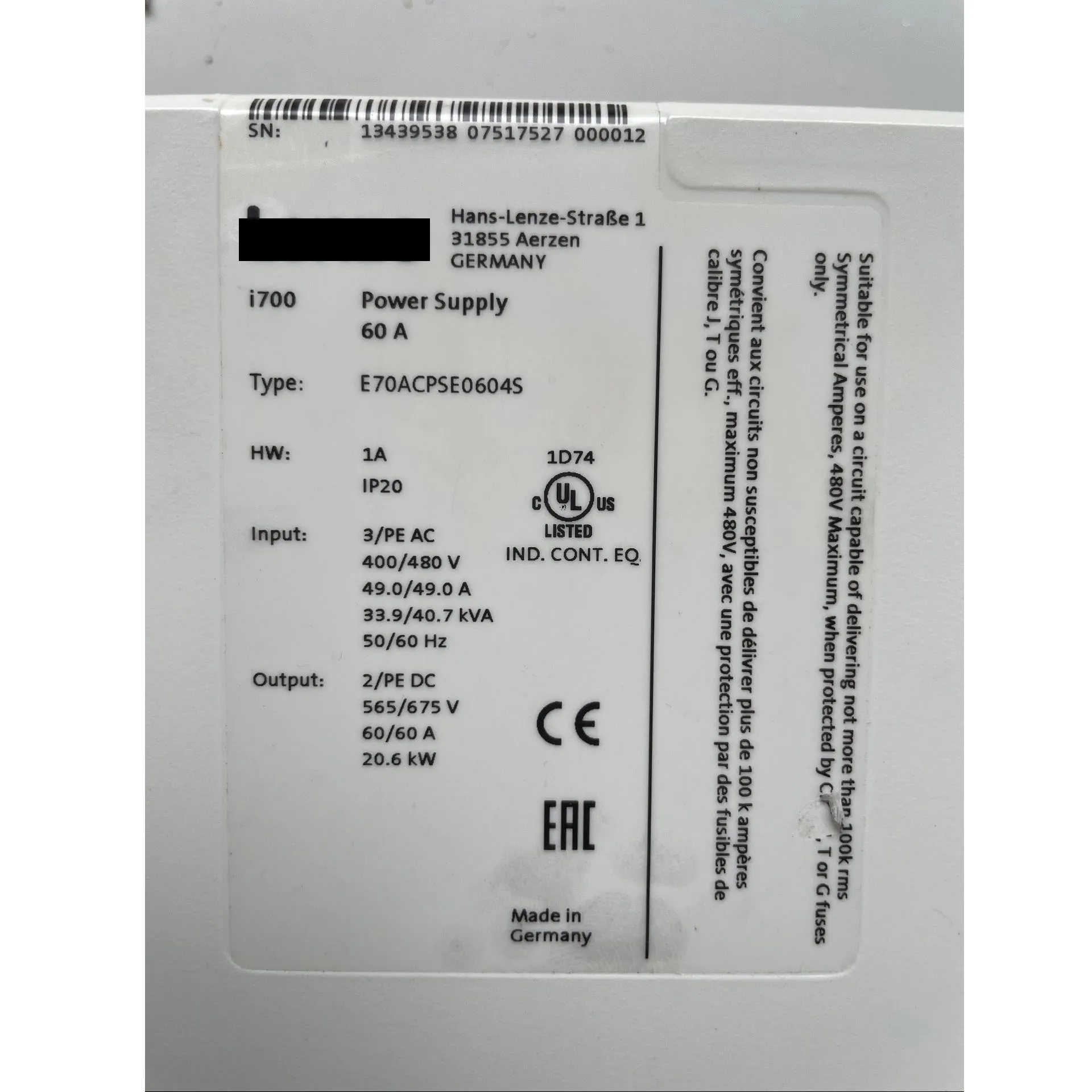 Módulo de potência E70ACPSE0604V com garantia