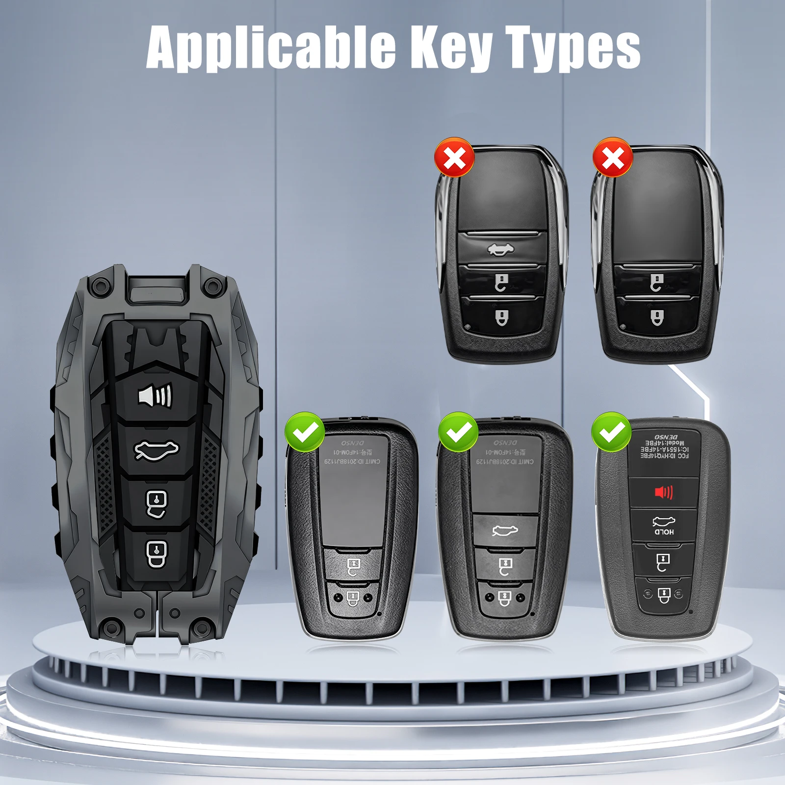 Heavy Key Fob Cover Protector Compatible with Toyota 2018-2024 Corolla RAV4 Camry C-HR Avalon Prius GT86 2020-2023 Highlander