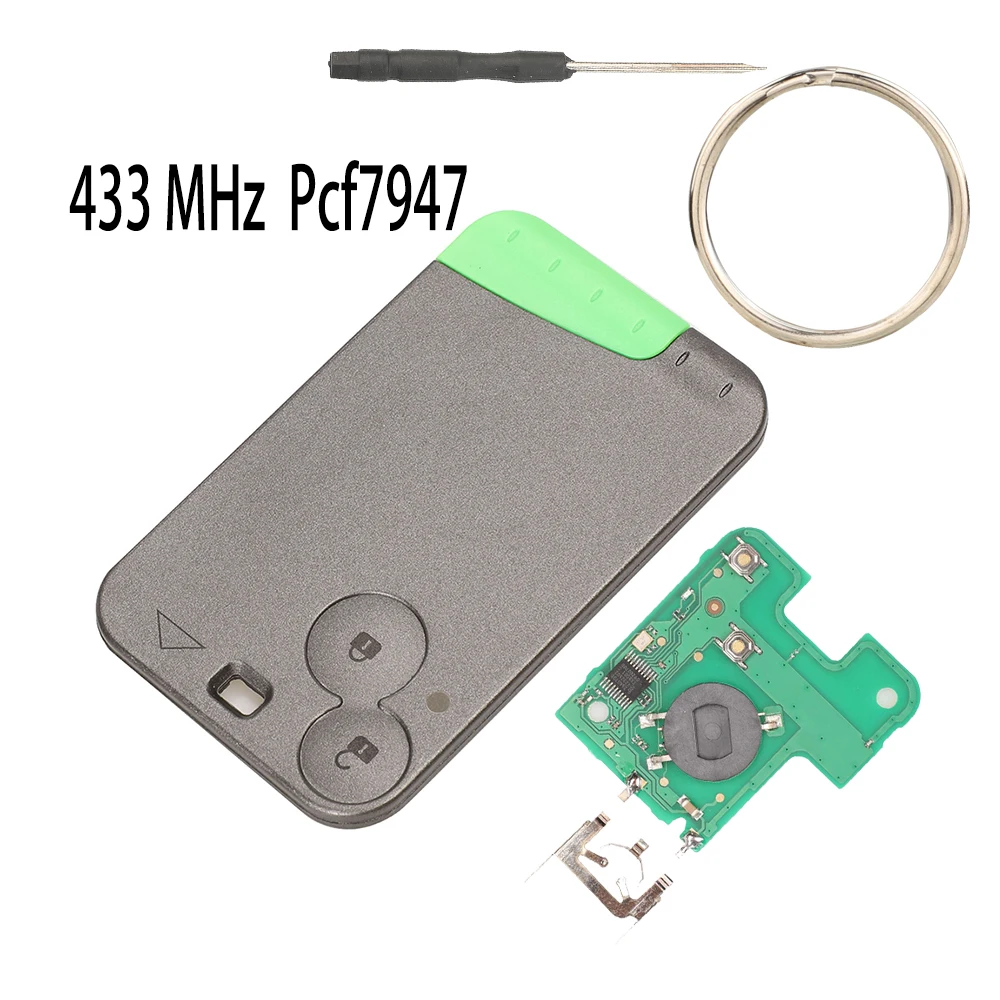 jingyuqin 433MHz Pcf7947 Chip Remote Card Smart Car Key for Renault Laguna with Uncut Key Blade Gift Screwdriver Keyring
