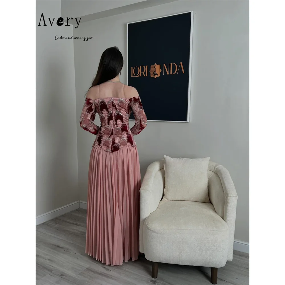 Avery Custom Embroidery A Thread Pink Off the Shoulder Elegant Evening Dresses for Woman Luxury Elegant Party Dresses 2026 Dress