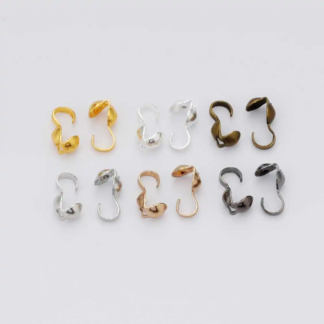 

200pcs Crimp End Caps, 8x4mm Secure Clamshell Tips for Jewelry Making, Connector Findings for DIY Bracelets Necklace Earrings