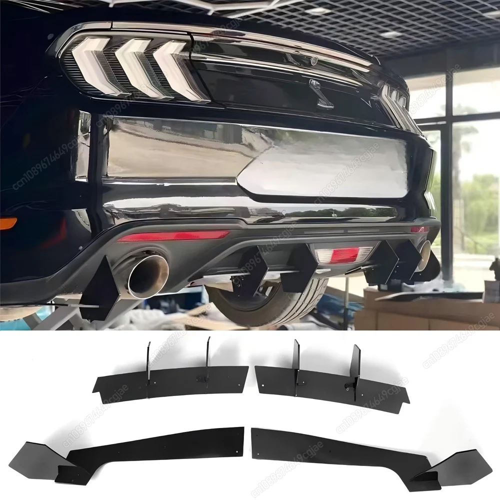 

Для Ford Mustang 2018 2019 2020 2021, задний бампер автомобиля, диффузор, спойлер, сплиттер, комплекты тюнинга, ABS, глянцевый черный