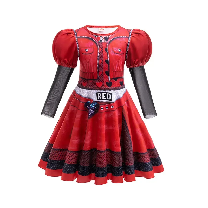 الفتيات بريدجيت تأثيري حلي صعود الأحمر زي D-الانسدادات 4 أطفال تمويه فستان أحمر حفلة الهالوين ملابس للحفلات الباروكات