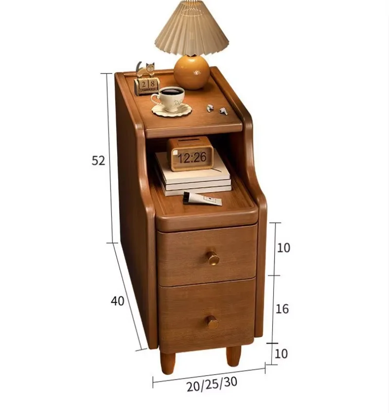 Living room Home furniture Wooden storage rack Narrow bedside table Full solid wood with drawers Bedside bedside table