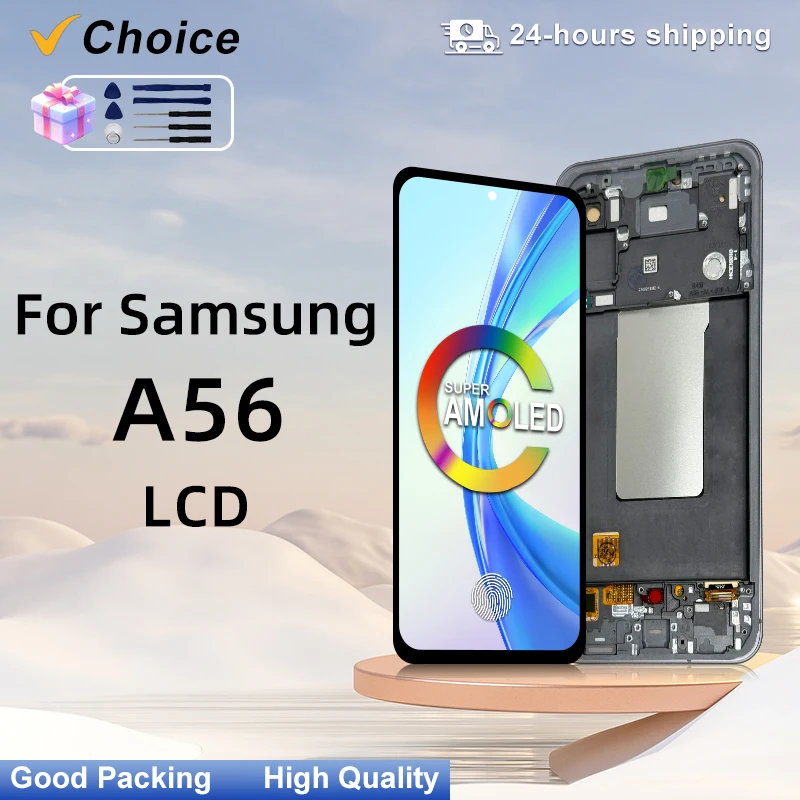 100-tested-amoled-for-samsung-a56-5g-lcd-display-touch-screen-digitizer-for-samsung-a566-a566b-a566e-a566v-display-frame