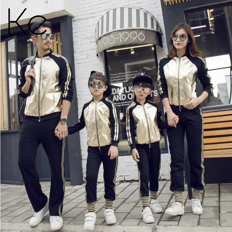 

KE311 new 2024 parent-child clothing autumn winter clothing splicing hot sports suit family wear sport set unisex