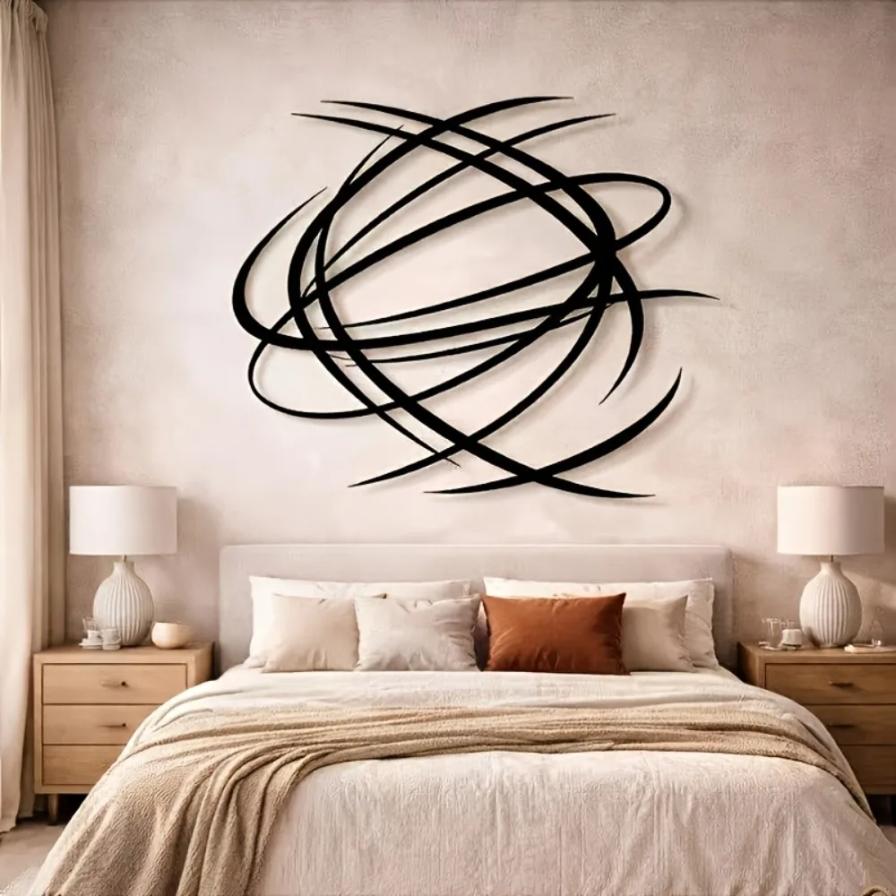 CIFBUY Abstract Iron Wall Art Sculpture Modern Minimalist Black Metal Wall Decor Dining Room Contemporary Home Decoration