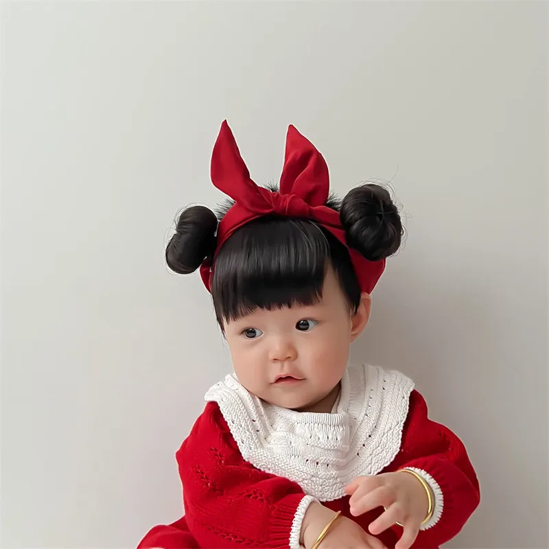 Hair Accessories Fashion Cute Newborn Children Kids Girls Bow Hair Wig Hat Hairpiece 0-1Y Infant Baby Girl Headbands Headwear