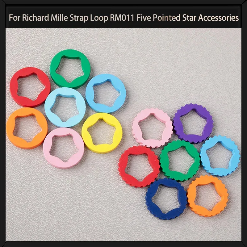 

Colorful Fluorine FKM Rubber Ring Watchband Crown For Richard Mille Strap Loop RM011-03 Five Pointed Star Accessories Set