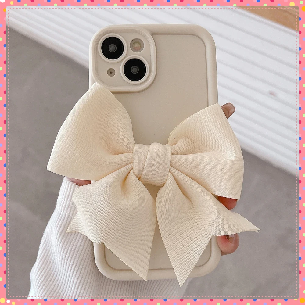 

Милый силиконовый чехол для телефона с 3D бантом для iPhone 11 12 13 14 15 16 17 Pro Max 16E X XR XS Max 7 8 Plus SE2, мягкий противоударный чехол
