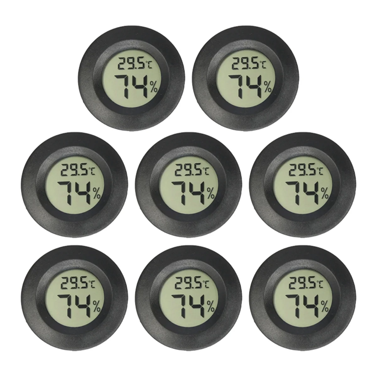 ABKO-8PCS Mini LCD Digital Thermometer Hygrometer Round Temperature Humidity Sensor for Freezers Wine Cooler Crawling Pet Box