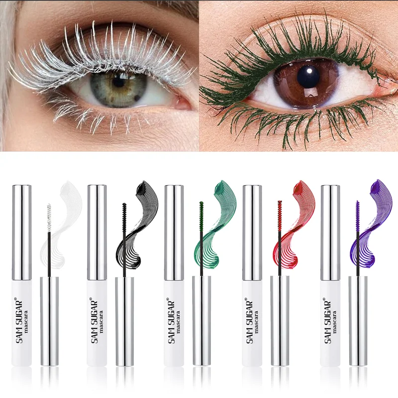 Colorful Mascara 5 Color Waterproof Fast Dry Lasting Eyelashes Curls Extension Make-Up Emerald Green Slender Brush Ink Mascara
