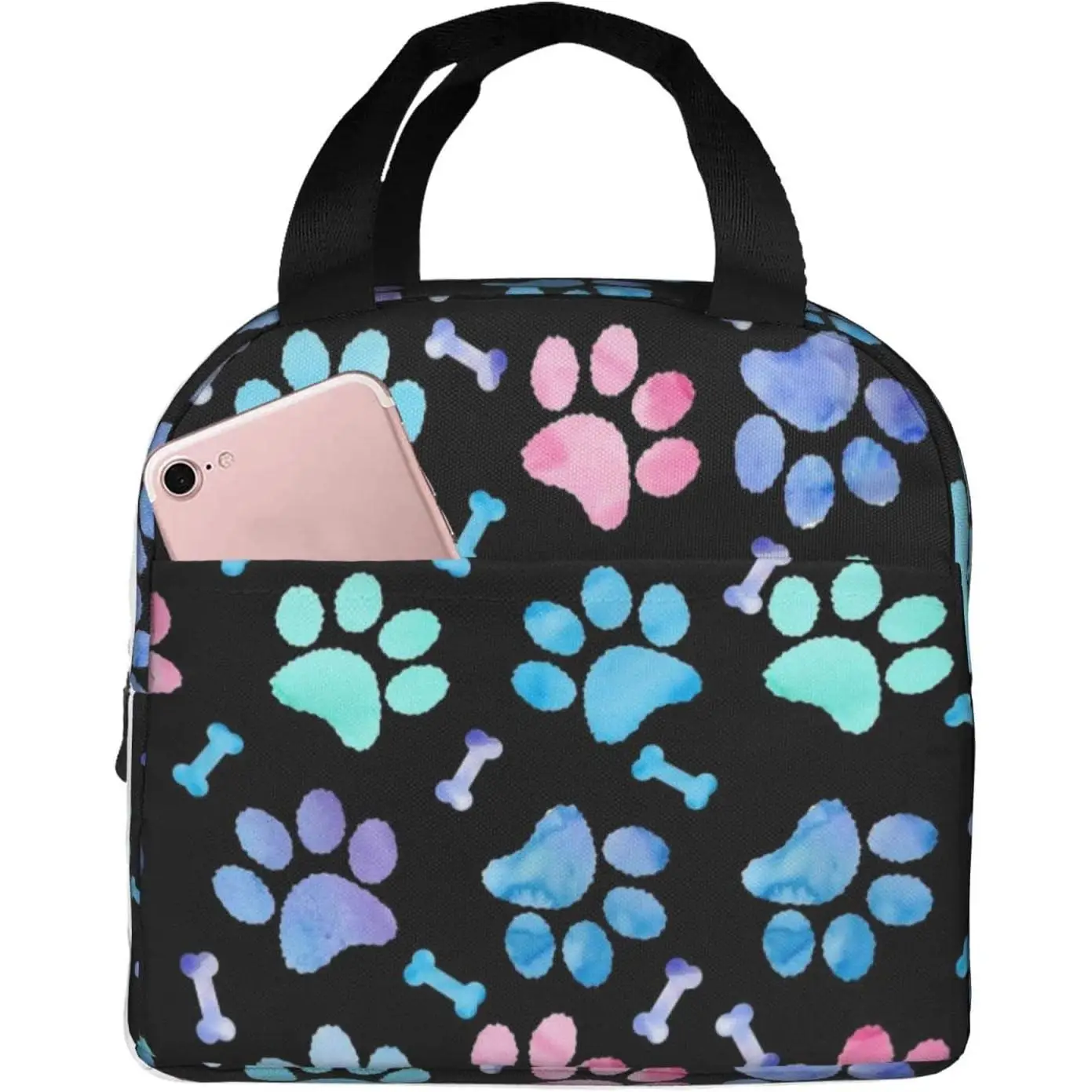 

Print Dog Watercolor Reusable Insulated Lunch Bag For Women Men Waterproof Tote Lunch Box Thermal Cooler Lunch Tote Bag For Work
