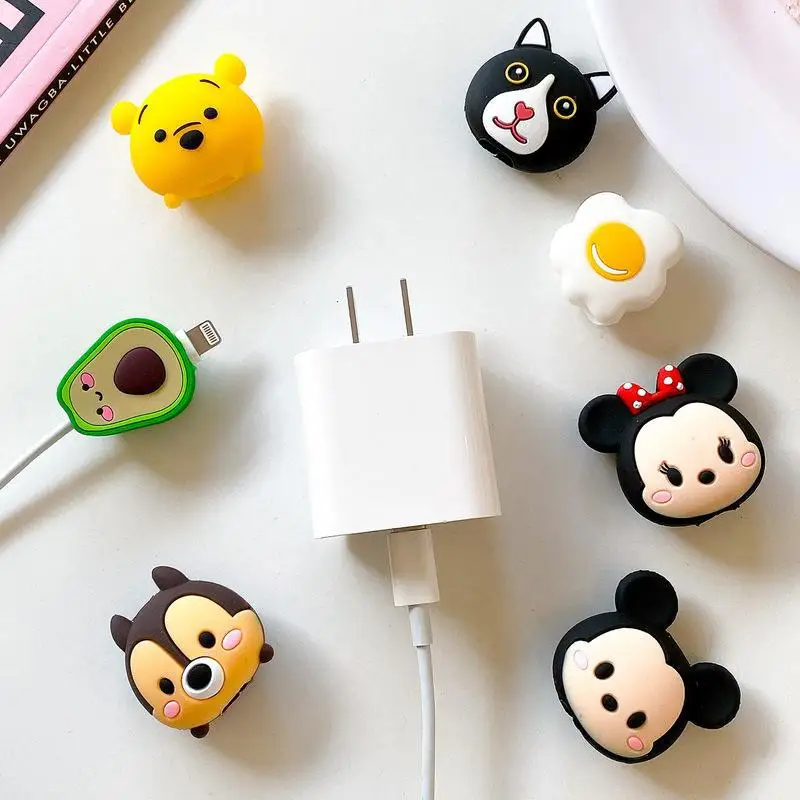 50pcs/lot Cartoon Phone USB cable protector for iphone cable winder chompers cord animal bite charger wire organizer protection